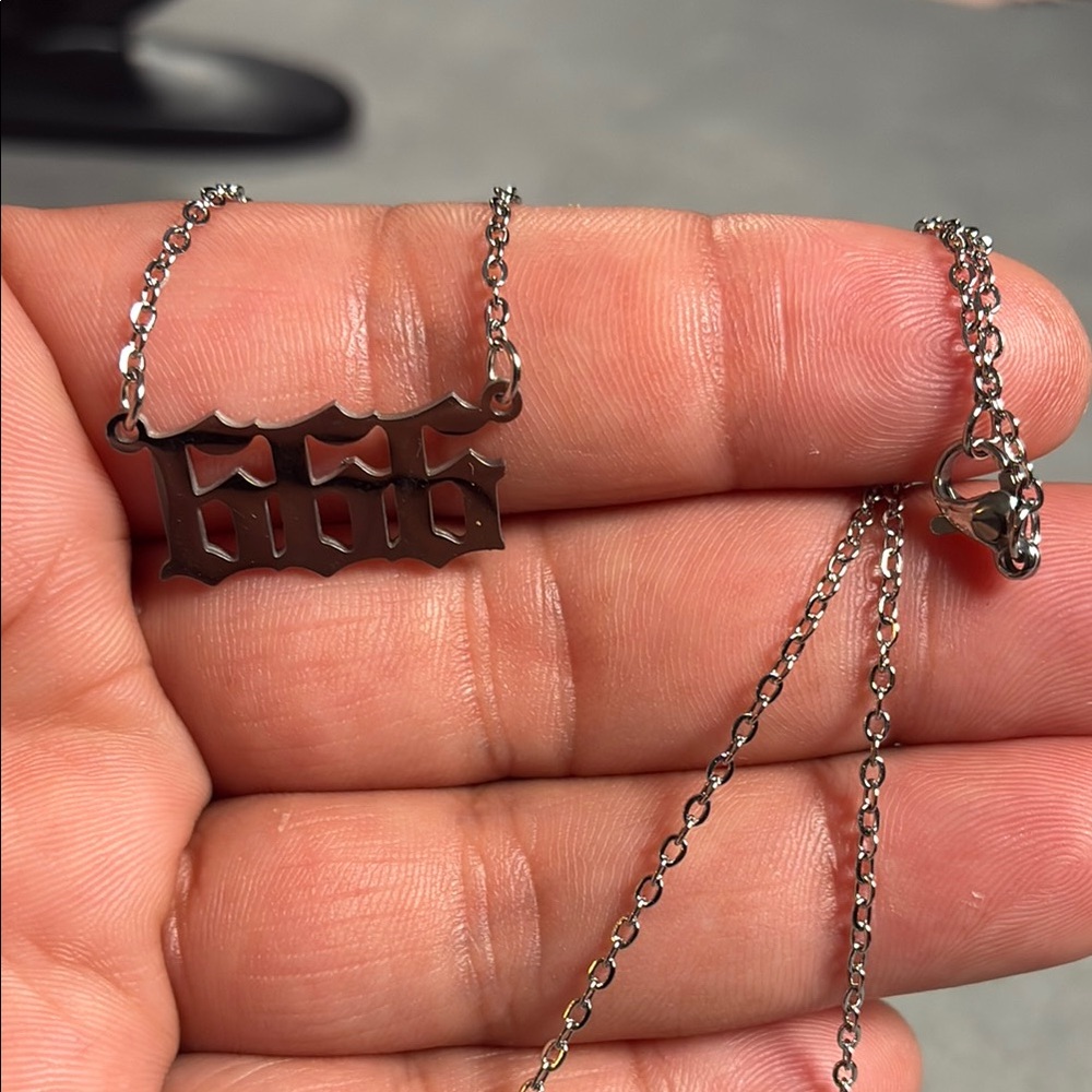 666 Silver Angel Pendant Necklace